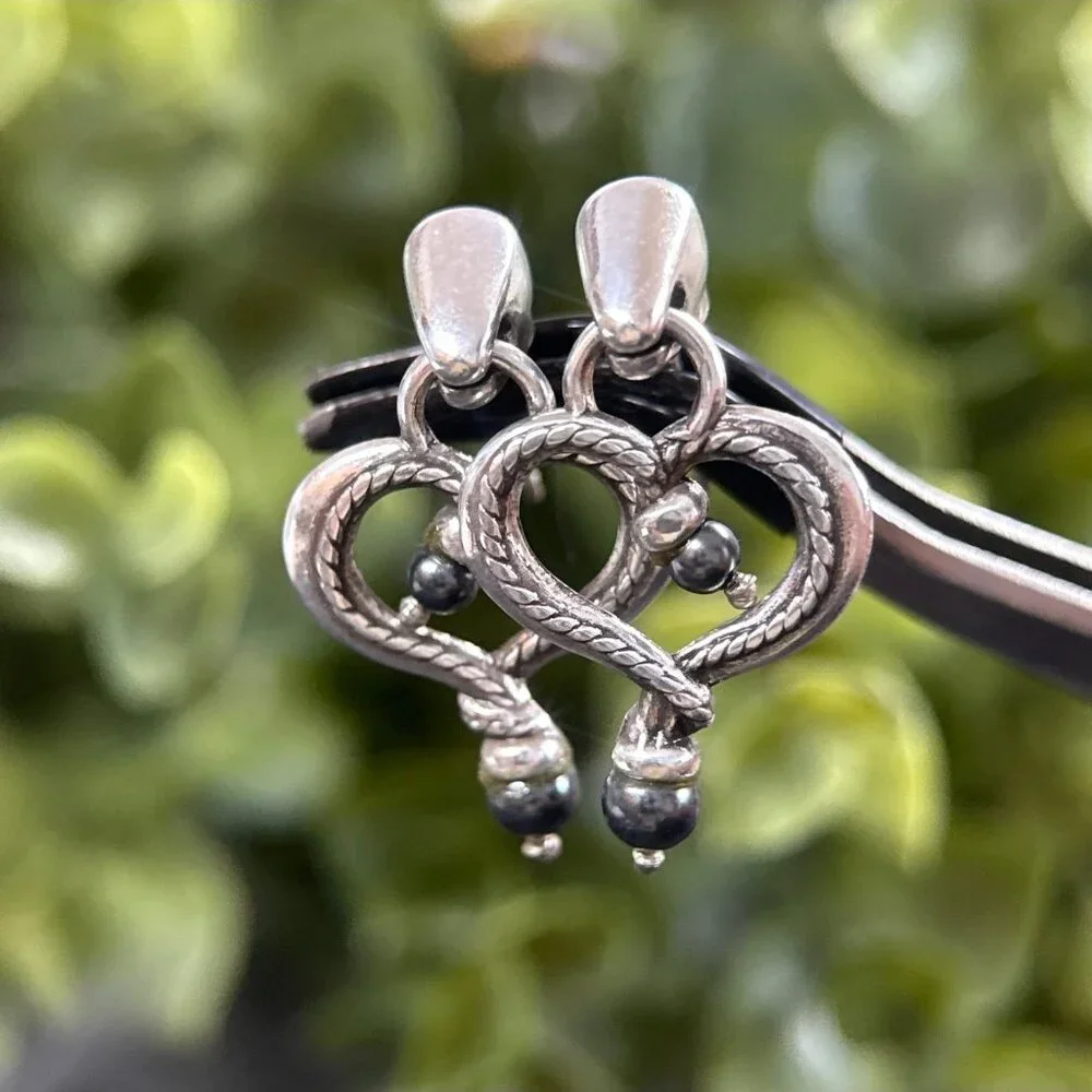 Brighton‎ Hematite Heart Dangle Earrings